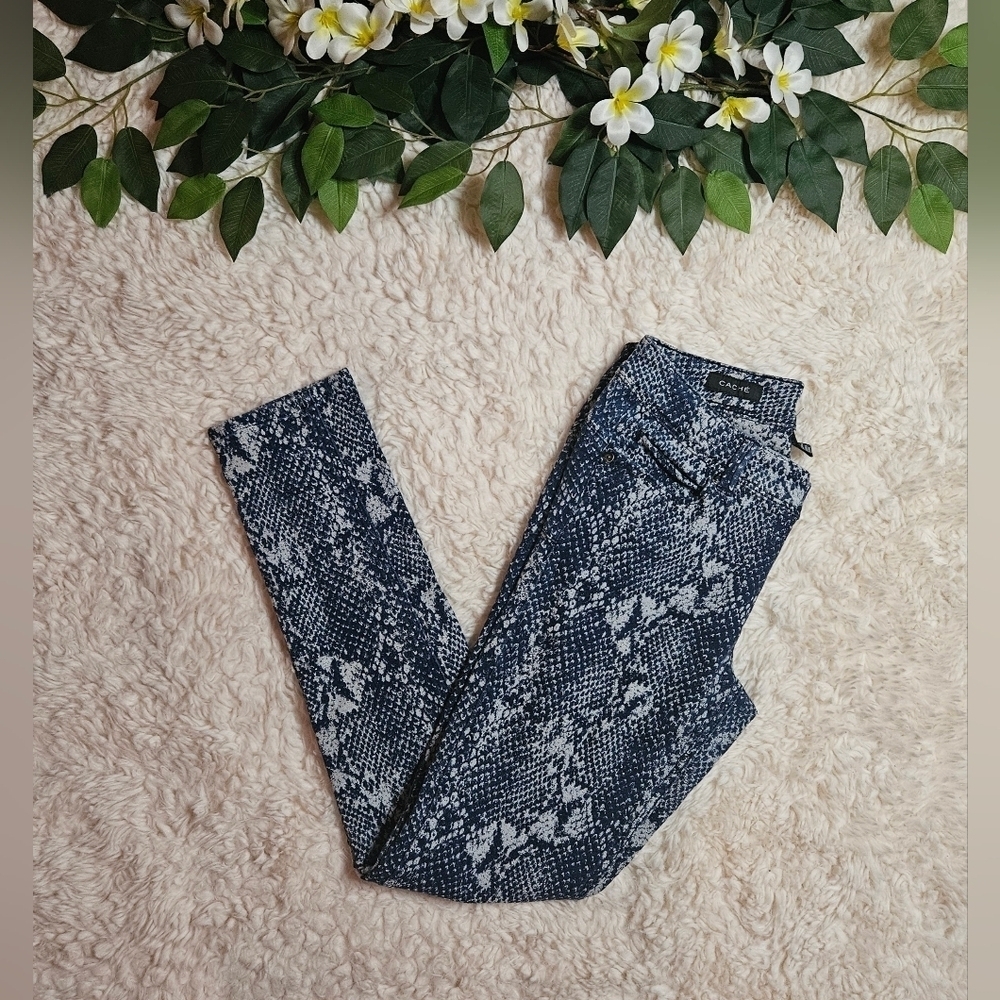 Cache Textured Skinny Snakeskin Print Pants